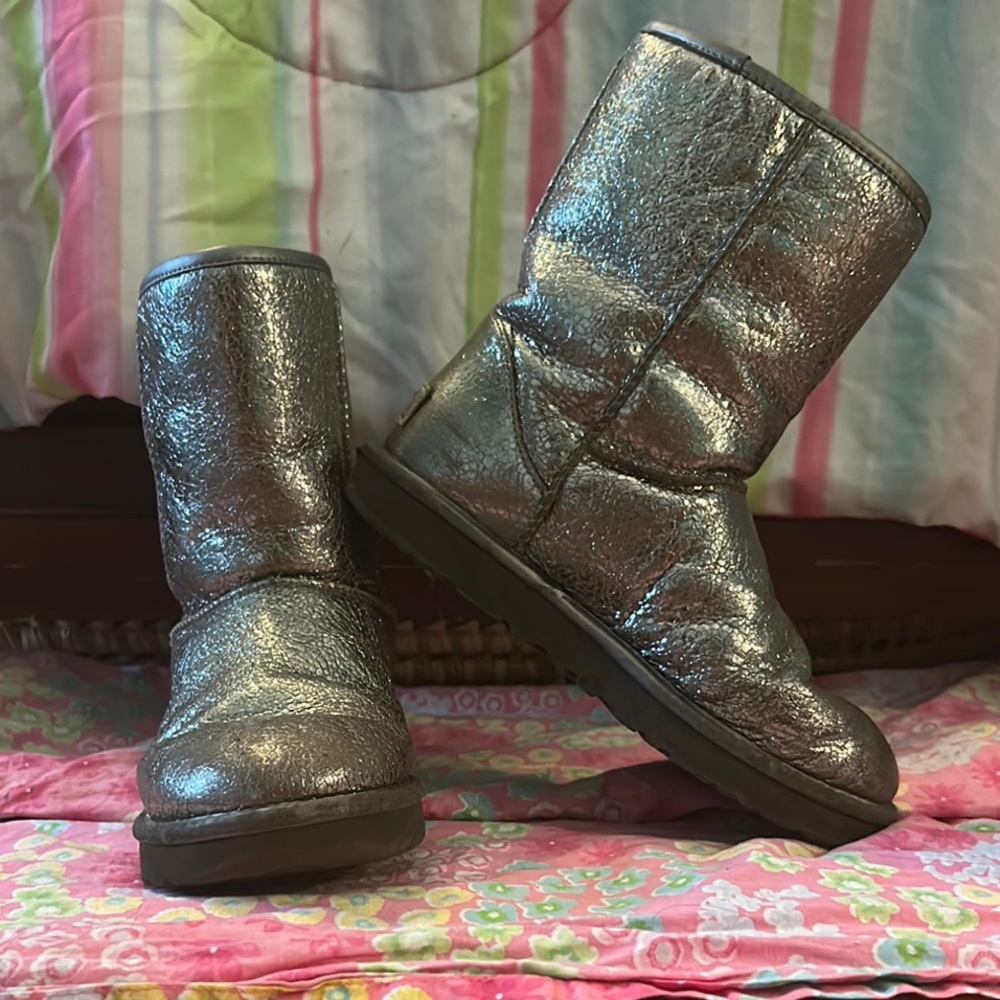 UGG metallic silver boots